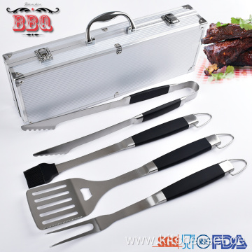 Soft handle barbecue bbq grilling tool set